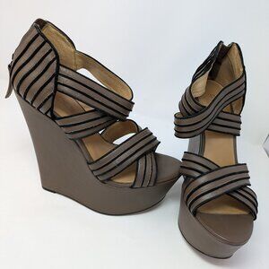 L.A.M.B. Brown Platform Sandal, Size 10M